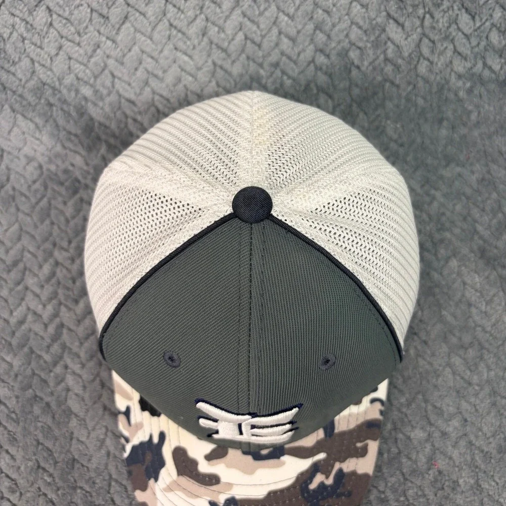 Pacific Headwear 402F Trucker Hat Camo Mesh Flexfit Cap Green White XS